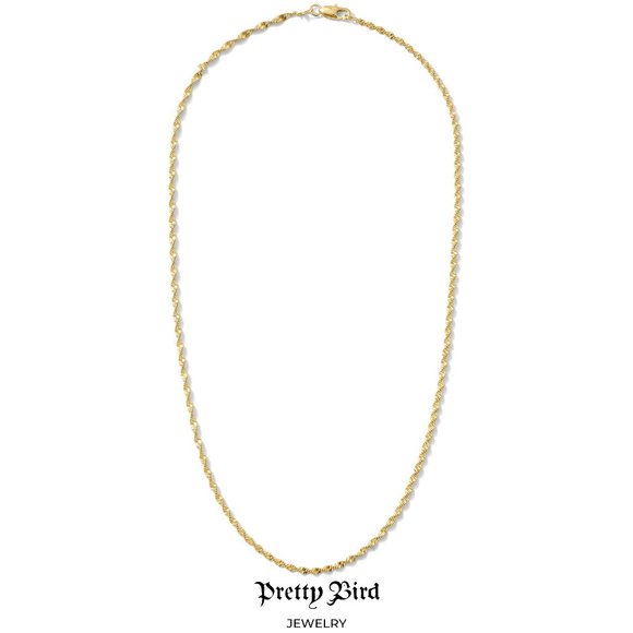 Pretty Bird Jewelry - 18K Yellow Gold Plated Diamond Cut Rope Chain